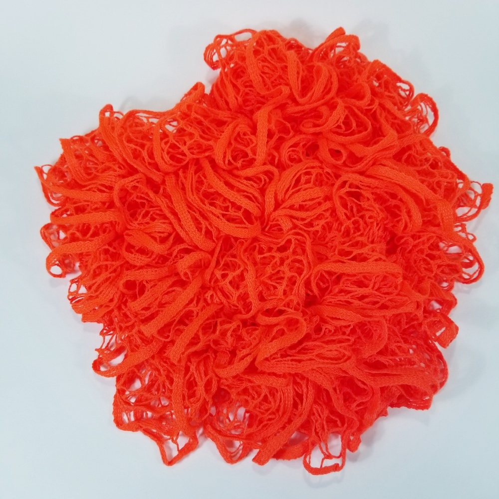 Handmade Ruffle Scarf Bright Orange NEW - Picture 2 of 4